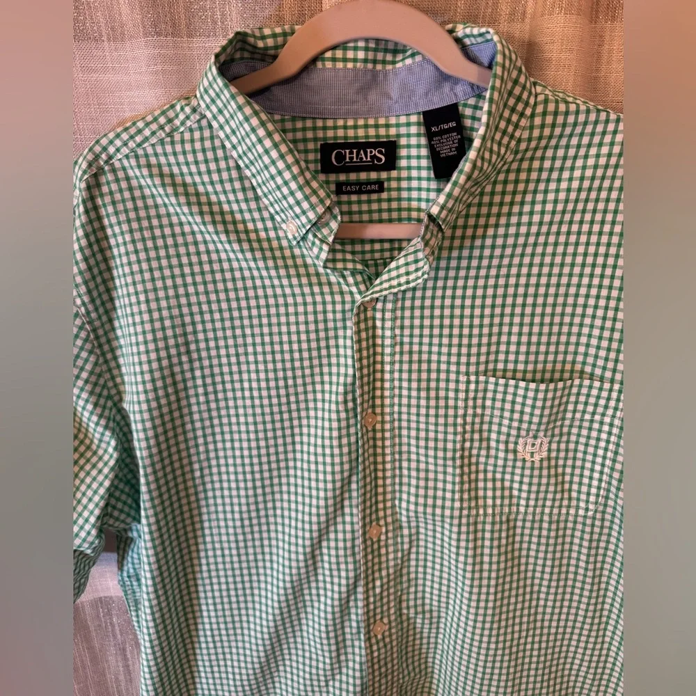 Chaps Green Plaid Casual Shirt - Picture 4 of 8